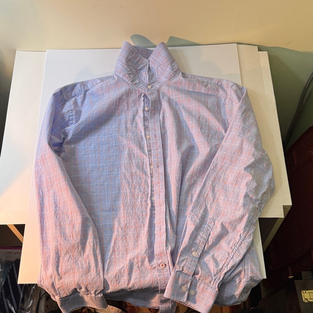 Tommy Hilfiger, Men's Blue Checkered Shirt - Picture 5 of 5
